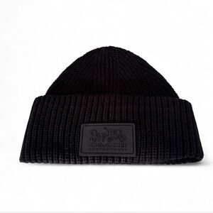 Coach Ribbed Black Knit Hat/Beanie